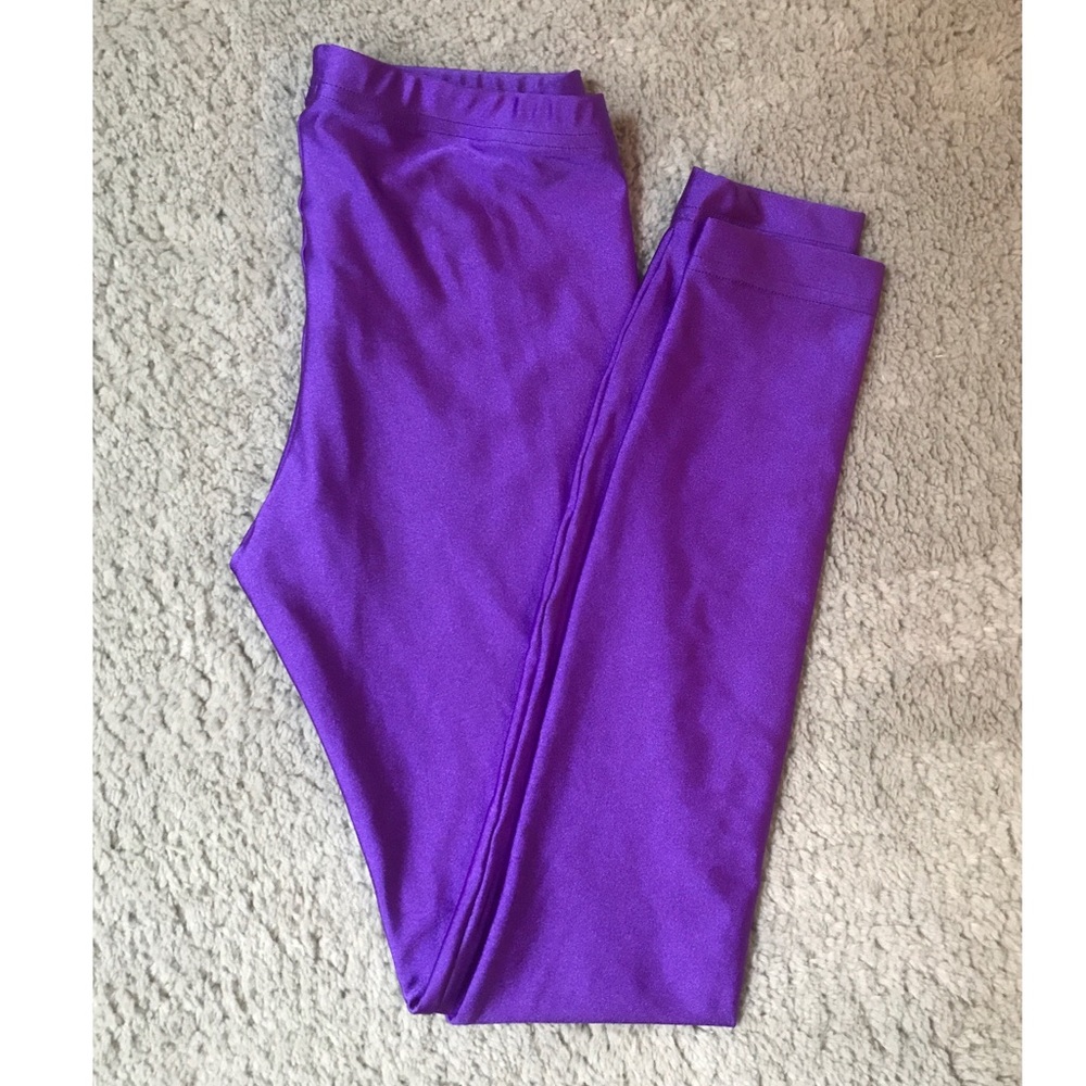 American Apparel Shiny Purple Spandex Leggings
